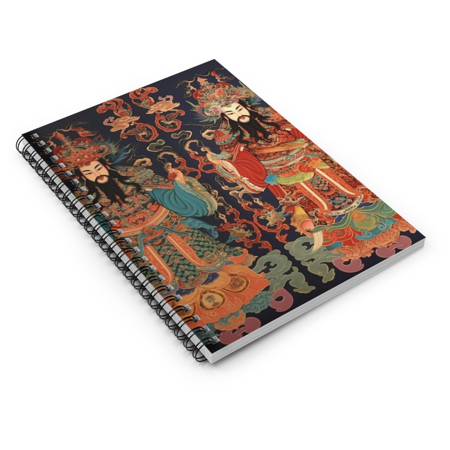 Artistic Spiral Notebook - Decorative Ruled Lined Journal with Asian Mythology Design