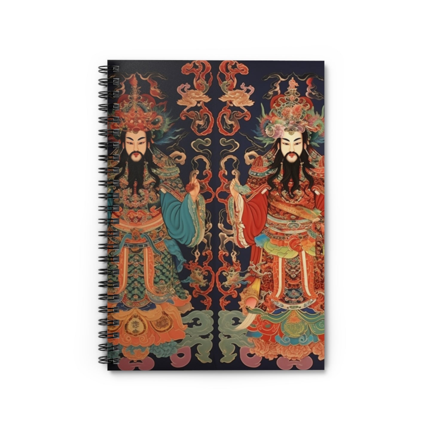Artistic Spiral Notebook - Decorative Ruled Lined Journal with Asian Mythology Design