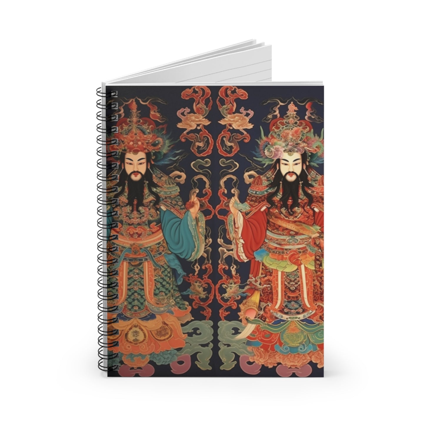 Artistic Spiral Notebook - Decorative Ruled Lined Journal with Asian Mythology Design